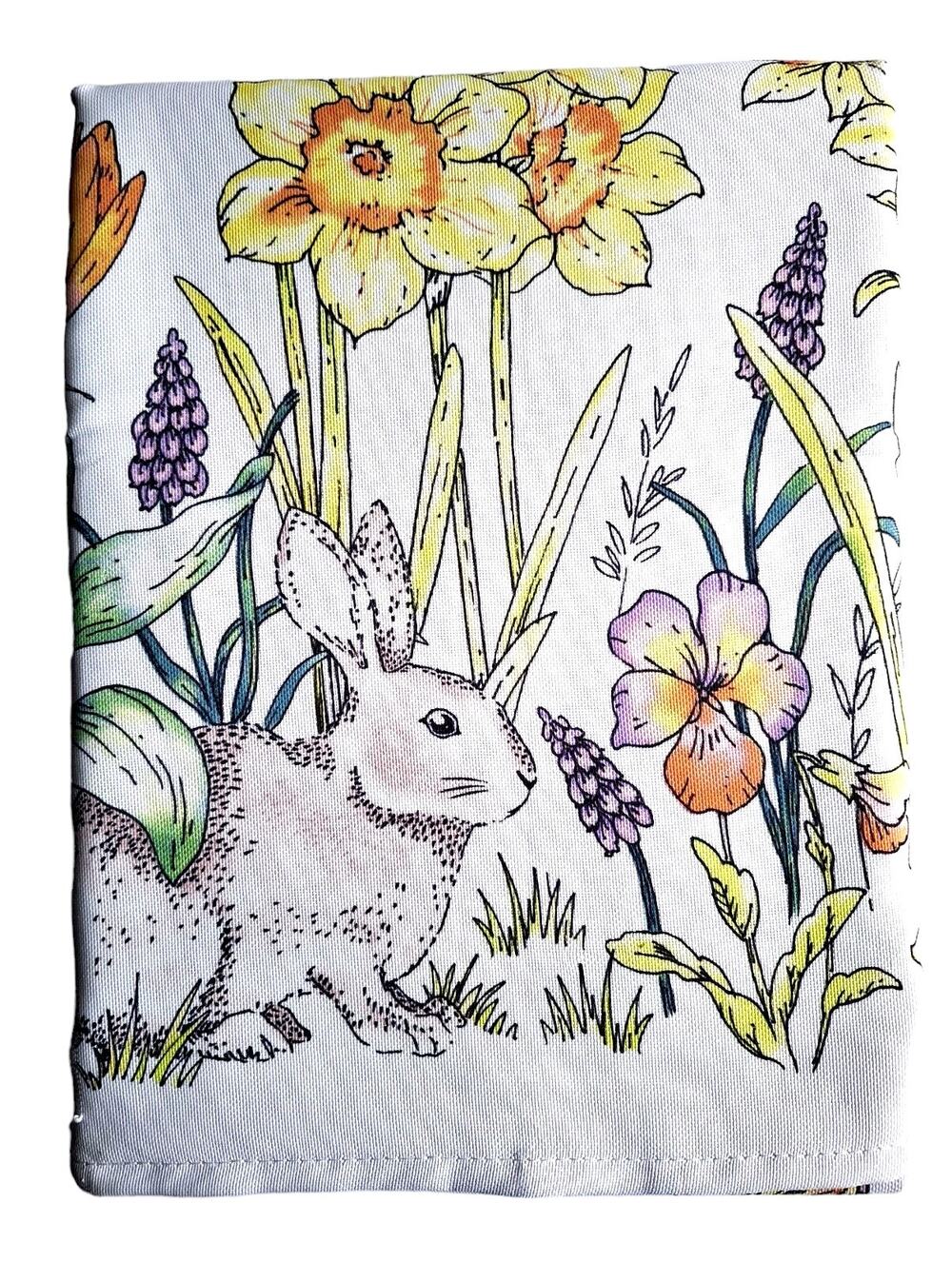 RACHEL ASHWELL Spring Easter Bunny Rabbit 60 x 120" Floral Tulips Tablecloth NEW